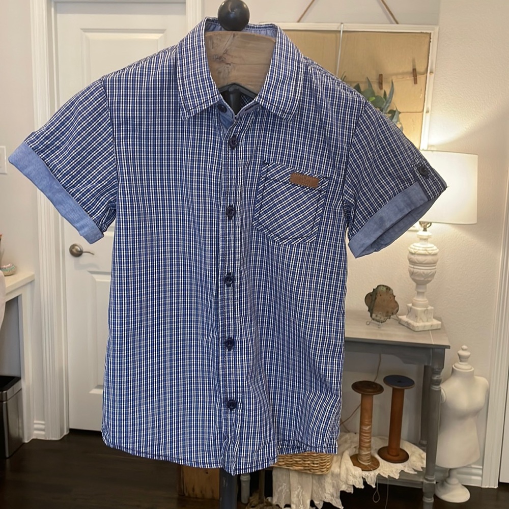 Gucci Kids Blue S/S Button Down Shirt 6
